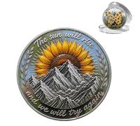 KIEYIQE Pièce de défi « Be Alright » (Tout ira Bien) au Tournesol - Pièce de Motivation « Le Soleil se lèvera et Nous essaierons à Nouveau », Jeton de Collection inspirant (1PC)