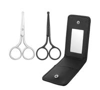 Kifmurase Lot de 2 ciseaux à poils de nez en acier inoxydable avec pointe ronde de 10 cm - Ciseaux à barbe et sourcils - Ciseaux de nez arrondis - Ciseaux de voyage pour le soin des sourcils, des
