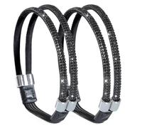 KIFSDLF 2 paires de chaussures à talons hauts, décorations, boucle, lacets paresseux, bande élastique, talon Anti-chute, sangle ceinture antidérapante(Black)