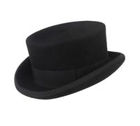 KIFSDLF Chapeau Fedora à bord roulé for adultes, chapeau Panama de couleur noire, en laine magicien, Costume Cosplay unisexe, haut plat pour fête, sortie, vie quotidienne(XL)