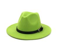 KIFSDLF Chapeau Fedora en feutre de laine for hommes et femmes, élégant, classique, solide, vert, blanc, noir, rose, automne hiver pour fête, sortie, vie quotidienne(Lime Green,59to60cm)