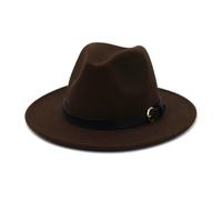 KIFSDLF Chapeau Fedora en feutre de laine for hommes et femmes, élégant, classique, solide, vert, blanc, noir, rose, automne hiver pour fête, sortie, vie quotidienne(Coffee,59to60cm)
