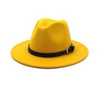 KIFSDLF Chapeau Fedora en feutre de laine for hommes et femmes, élégant, classique, solide, vert, blanc, noir, rose, automne hiver pour fête, sortie, vie quotidienne(Yellow,59to60cm)