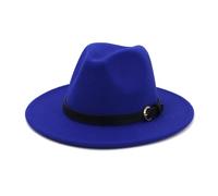 KIFSDLF Chapeau Fedora en feutre de laine for hommes et femmes, élégant, classique, solide, vert, blanc, noir, rose, automne hiver pour fête, sortie, vie quotidienne(Sapphire,56to58cm)