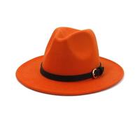 KIFSDLF Chapeau Fedora en feutre de laine for hommes et femmes, élégant, classique, solide, vert, blanc, noir, rose, automne hiver pour fête, sortie, vie quotidienne(Orange,56to58cm)