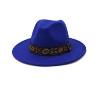 KIFSDLF Chapeau Fedora en laine for hommes et femmes, casquette Jazz Sombrero à large bord, Vintage Trilby, hiver automne pour fête, sortie, vie quotidienne(Sapphire)