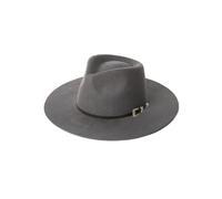 KIFSDLF Chapeau Fedora en laine unisexe, avec couronne et bracelet cuir noir, chapeau de Jazz Vintage élégant feutre à large bord, automne hiver pour fête, sortie, vie quotidienne(Grey,M 57cm)