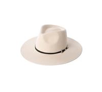 KIFSDLF Chapeau Fedora en laine unisexe, avec couronne et bracelet cuir noir, chapeau de Jazz Vintage élégant feutre à large bord, automne hiver pour fête, sortie, vie quotidienne(Beige,L 59cm)
