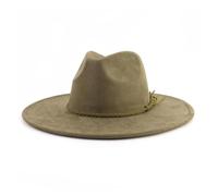 KIFSDLF Chapeau haut-de-forme 9.5 cm à large bord Fedora chapeau hommes femmes automne hiver feutre Jazz chapeaux classique pour fête, sortie, vie quotidienne(Green)