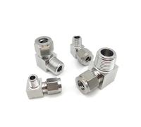 KIFSDLF Coude à Double Virole en Acier Inoxydable, Tube de 6mm 8mm 10mm 18mm 1/8 "1/4" 3/8 "1/2" raccord fileté mâle Angle Droit 90 degrés(14mm OD Tube,1/8")