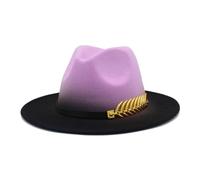 KIFSDLF Fedora Chapeau femmes hommes feutre chapeaux dégradé couleur melon large bord Design luxe décontracté en cuir ceinture Fedoras casquettes souffleur pour fête, sortie, vie quotidienne(Purple)