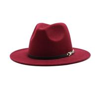 KIFSDLF Fedora chapeaux femmes hommes ceinture Trilby casquettes laine Fedoras chaud coloré haut tendance Jazz chapeau dame Derby casquette pour fête, sortie, vie quotidienne(Wine red)