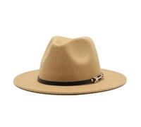 KIFSDLF Fedora chapeaux femmes hommes ceinture Trilby casquettes laine Fedoras chaud coloré haut tendance Jazz chapeau dame Derby casquette pour fête, sortie, vie quotidienne(Khaki)