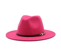 KIFSDLF Fedora chapeaux femmes hommes ceinture Trilby casquettes laine Fedoras chaud coloré haut tendance Jazz chapeau dame Derby casquette pour fête, sortie, vie quotidienne(Rose red)