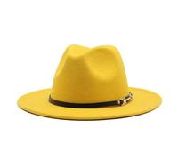 KIFSDLF Fedora chapeaux femmes hommes ceinture Trilby casquettes laine Fedoras chaud coloré haut tendance Jazz chapeau dame Derby casquette pour fête, sortie, vie quotidienne(Yellow)