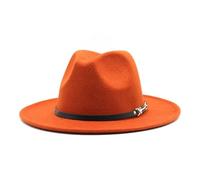 KIFSDLF Fedora chapeaux femmes hommes ceinture Trilby casquettes laine Fedoras chaud coloré haut tendance Jazz chapeau dame Derby casquette pour fête, sortie, vie quotidienne(Orange)