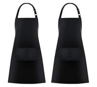 KIFSDLF Lot de 2 tabliers à bavette avec poches, tablier cuisine for chef cuisinier for femmes et hommes, noir