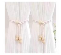 KIFSDLF Sangles de Cravate en Corde tressée, Tissage Fil Coton, Bandes Liaison décoratives Perles Bois Mat 2 pièces pour Mur, Rideaux de fenêtre