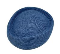 KIFSDLF Summer Paper Straw Teardrop Hat Lady Stewardess Berets Sunhat Airline Flight Attendant Vintage Pillbox Bonnet(Blue)