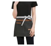 KIFSDLF Tablier de serveur en denim for femmes, mode court restaurant café hospitalité petit demi-mandiles personnalisés(Black Stripe)