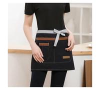 KIFSDLF Tablier de serveur en denim for femmes, mode court restaurant café hospitalité petit demi-mandiles personnalisés(Blue)