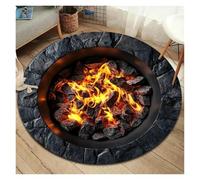 KIFSDLF Tapis Circulaire Flame Illusion - Effet Optique époustouflant Qui imite Le Design d’Un Sol et poêle fissuré(Color2,Diameter 160cm(63in))