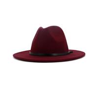 KIFSDLF Wollen feutre Fedora chapeau automne hiver Jazz Panama hommes femmes britannique classique anniversaire Festival pour fête, sortie, vie quotidienne(Wine Red)