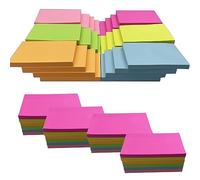 KIFZM Notes adhésives 7,6 x 12,7 cm, 6 couleurs brillantes assorties, 80 feuilles par bloc, 24 blocs (1920 feuilles) pour rappel et liste de contrôle