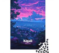 Kigali Rwanda Cityscape at Dusk Idée Festive Puzzle en Bois, 1000 pièces