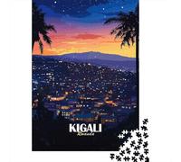 Kigali Rwanda Cityscape at Night De Noël Puzzle en Bois, 1000 pièces