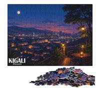 Kigali Rwanda Cityscape at Night Puzzle en Bois 1000 pièces, Loisir Adulte | Présent de Noël pour passionné : activité pour une soirée calme le w nd.
