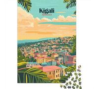 Kigali Rwanda Cityscape Illustration Nouvel an Puzzle en Bois, 1000 pièces