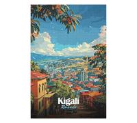 Kigali, Rwanda Cityscape Illustration Puzzle en Bois, 1000 pièces