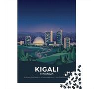 Kigali Rwanda Night Cityscape Nouvel an Puzzle en Bois, 1000 pièces