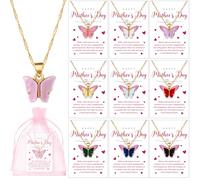Kigeli Lot de 20 colliers avec pendentif papillon en vrac pour la fête des mères avec carte pour femme