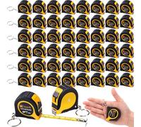 Kigeli Lot de 50 mini porte-clés à mesurer de 1,8 m/2 m - Porte-clés fonctionnels rétractables avec verrou coulissant pour ingénieur et artisan (roman, jaune)