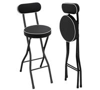 KigerNee Lot de 2 tabourets de bar pliables avec dossier - Hauteur d'assise : 65 cm - Charge maximale : 125 kg - Avec rembourrage et repose-pieds - Pour bar, cuisine, balcon, camping