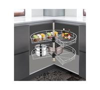 KigerNee Organiseur d'armoire d'angle pivotant à 270 °, organisateur de rangement amovible pour placard, plateau oscillant réglable en hauteur, pour casseroles, épices