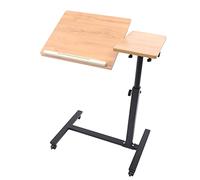 KigerNee Table pour ordinateur portable réglable en hauteur, support en bois avec roulettes, pivotant, H x l x P : 90 x 60 x 34,5 cm, marron clair, charge maximale 5 kg pour bureau, salon, lit et