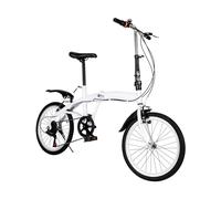 KigerNee Vélo pliable de 20 ", en aluminium, blanc, pour adulte, léger, 6 vitesses, avec hauteur réglable, VTT pliable pour la ville, le camping et le tout-terrain