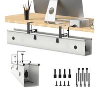 KIGJU Plateau de gestion des câbles sous le bureau, organiseur de cordons sans perçage avec base renforcée anti-affaissement, cache de gestion des fils en tissu pour bureau debout, bureau et