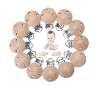 Kigniote 12 pièces d'attache-sucette en bois,Attache-sucette pour bébé Empêche la sucette de tomber ou d'être perdue Accessoires pour attache-sucette pour le bricolage