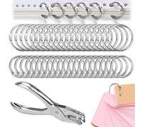 Kigniote anneaux de reliure Lot de 100 Métalliques Articulés de Reliure Anneau de Rideau Anneaux Articulés Disponible en Diamètres 20mm et 25mm, pour Feuilles Volantes, Scrapbooking, avec Perforation