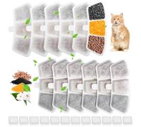 Kigniote Lot de 12 filtres de fontaine à eau pour chat sans fil en acier inoxydable de 3,5 l pour fontaine à eau pour chat modèle PW04, filtre de rechange à 5 couches