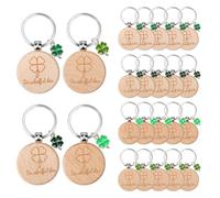 Kigniote Lot de 20 porte-clés trèfle en bois porte-bonheur - Porte-clés trèfle à quatre feuilles porte-bonheur - Cadeaux en bois - Décoration porte-bonheur, Protocole, Universelle Größe