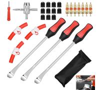 Kigniote Lot de 27 Démonte Pneu Vélo Outil Levier de Pneu Cuillère à Pneus Outil De Montage De Pneus Démonte Pneus Manuels, 3 Kit de Protection de Jante, pour Vélos, Motos, Voitures, Tracteurs