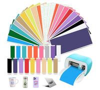 Kigniote Smart Vinyl Permanent pour Cricut Joy 40 Pièces 5,5 x 12 Pouces | 18 Couleurs, avec 3 Papier Transfert Vinyle pour Bricolage, Tasses, Bannières, Panneaux, Décoration