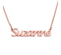 Kigu SUZANNE Collier prénom - Collier plaqué or rose 18 carats - Collier prénom personnalisé - Cadeaux personnalisés - Bijoux personnalisés pour femmes - Pendentif prénom Suzanne