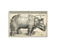 KIHENE Albrecht Durer Illustration de peintre - Les rhinocéros) Impression sur toile et art mural Impression moderne Décoration de chambre familiale 50 x 75 cm