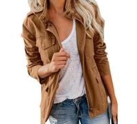 KIHFSODN Vestes Cargo Classiques en Toile de Coton pour Femmes Multi-Poches en Plein Air Militaire Combat Field Safari Tactique Travail Utilitaire Anorak Veste Dames Légère Casual Bomber Parka Veste M